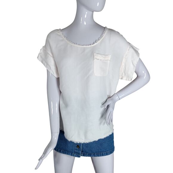 Anthropologie Pure + Good Blouse Size XS Boxy Soft Pale Pink Short Sleeve - Picture 2 of 8